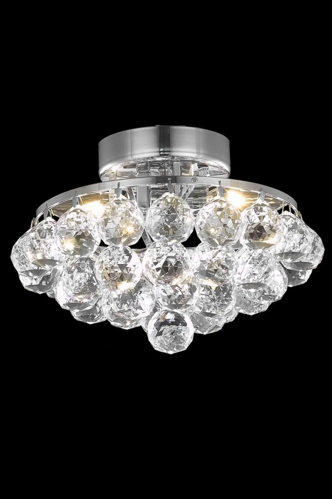 Corona 3 light Chrome Flush Mount Clear Royal Cut Crystal