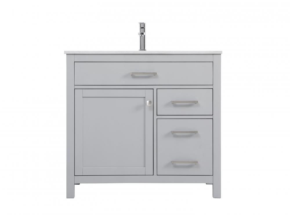 Vanity Cabinet 1dr 2dw W36"xD22"xH34" Grey