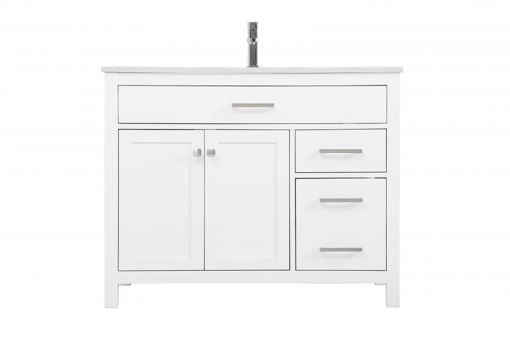 Vanity Cabinet 2dr 2dw W42"xD22"xH34" White
