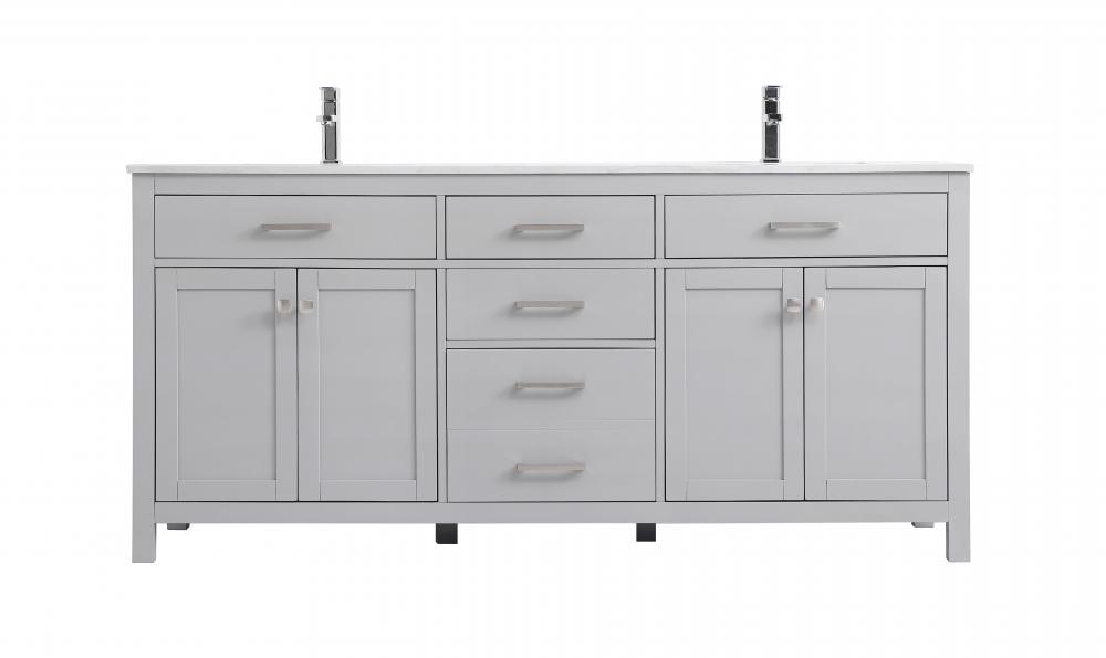Vanity Cabinet 4dr 3dw W72"xD22"xH34" Grey
