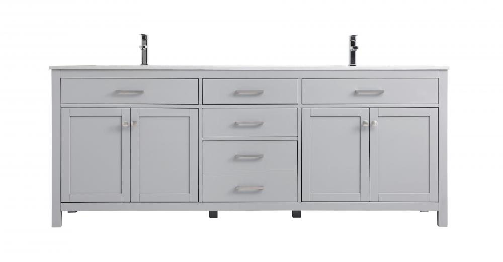 Vanity Cabinet 4dr 3dw W84"xD22"xH34" Grey