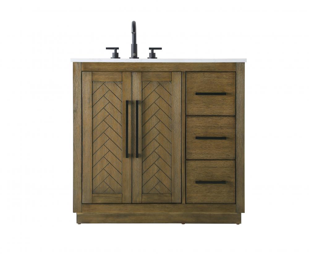 Vanity Cabinet 2Dr 3Dw W36"xD21.5"xH34" Hazel Oak