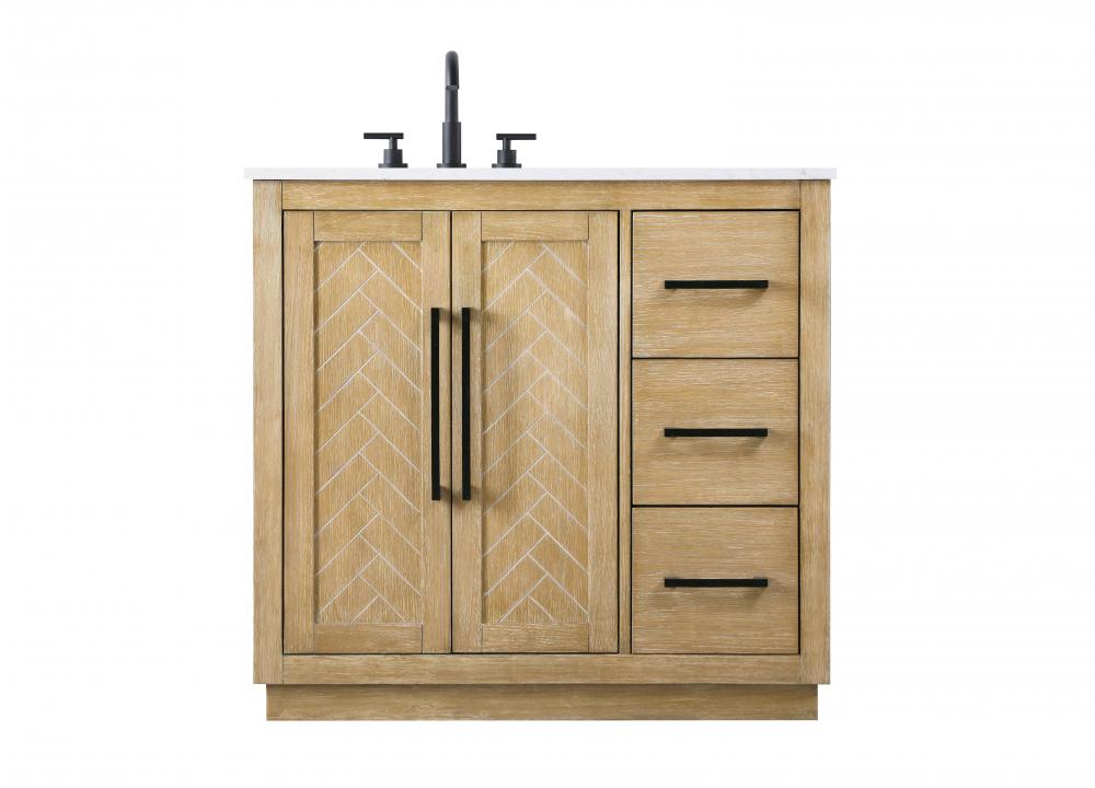Vanity Cabinet 2Dr 3Dw W36"xD21.5"xH34" Linen Oak