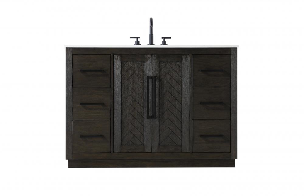 Vanity Cabinet 2Dr 6Dw W48"xD21.5"xH34" Chocolate Oak