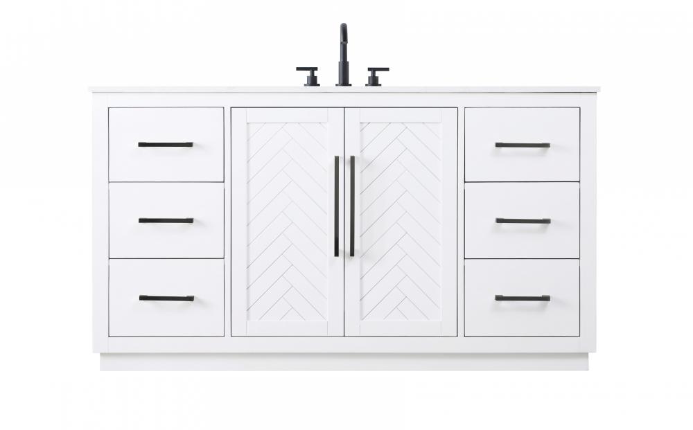 Vanity Cabinet 2Dr 6Dw W60"xD21.5"xH34" White