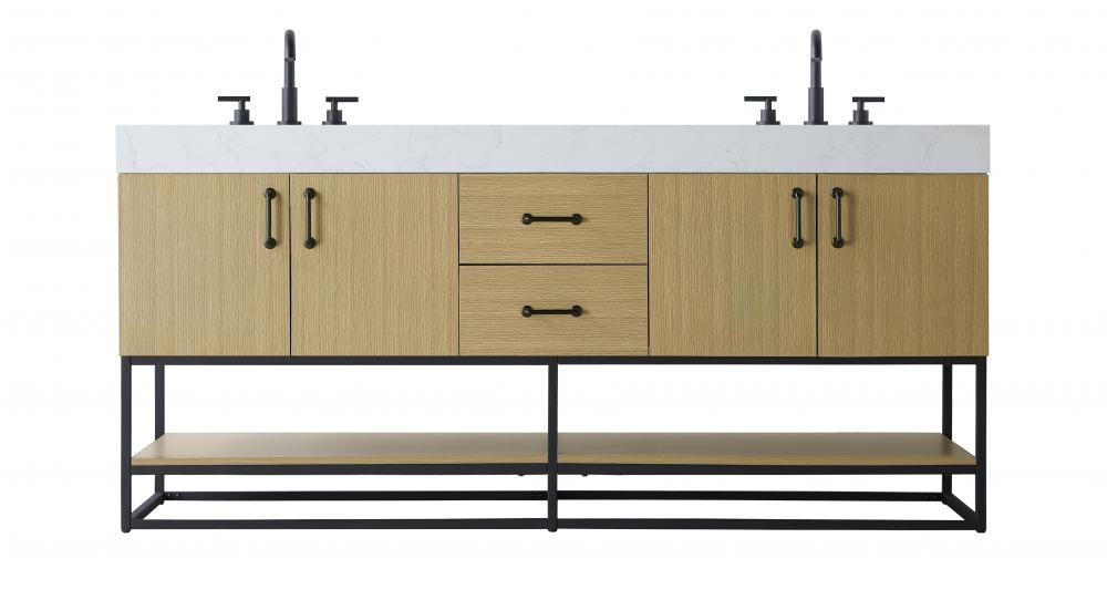 Vanity Cabinet 4Dr 2Dw 72x21.5x34 Honey Brown