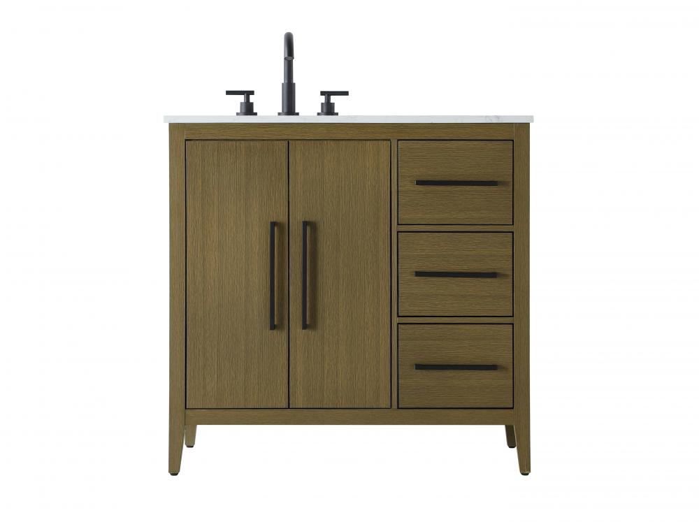 Vanity Cabinet 2Dr 3Dw 36x21.5x35 Chestnut Brown
