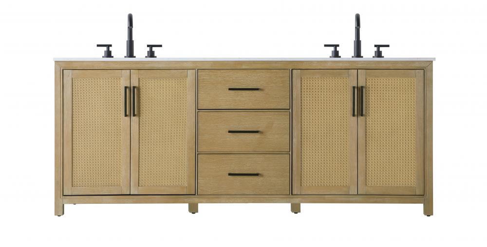 Vanity Cabinet 4Dr 3Dw 84x21.5x35 Linen Oak