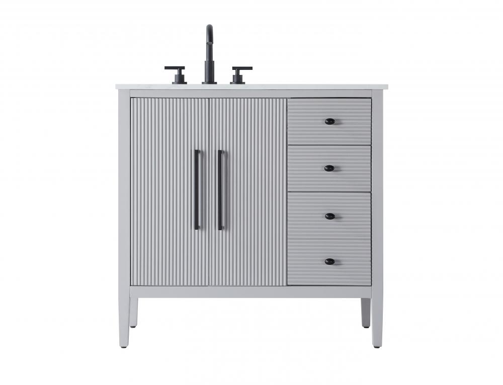 Vanity Cabinet 2Dr 3Dw 36x21.5x35 Grey