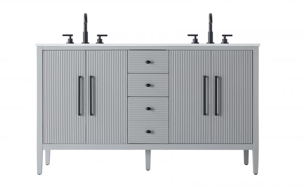 Vanity Cabinet 4Dr 3Dw 60x21.5x35 Grey