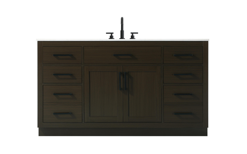 Vanity Cabinet 2Dr7Dw 60"W x 22"D x 35''H Mocha Brown