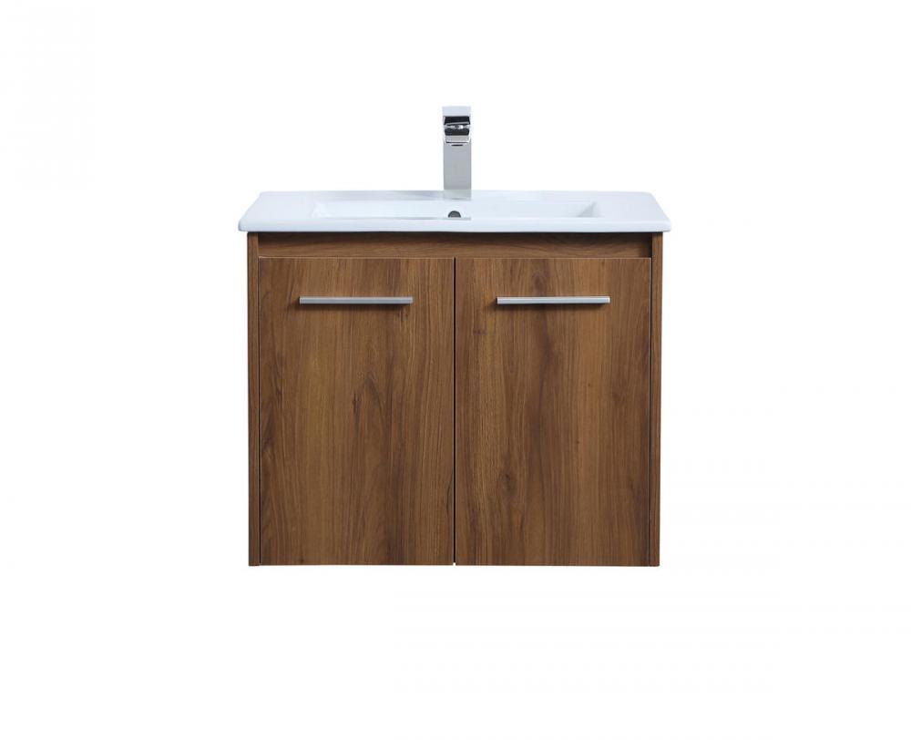 24 inch  Single Bathroom Floating Vanity in Walnut Brown