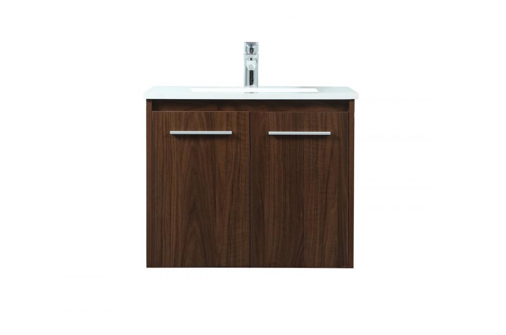 24 inch Single bathroom vanity in walnut