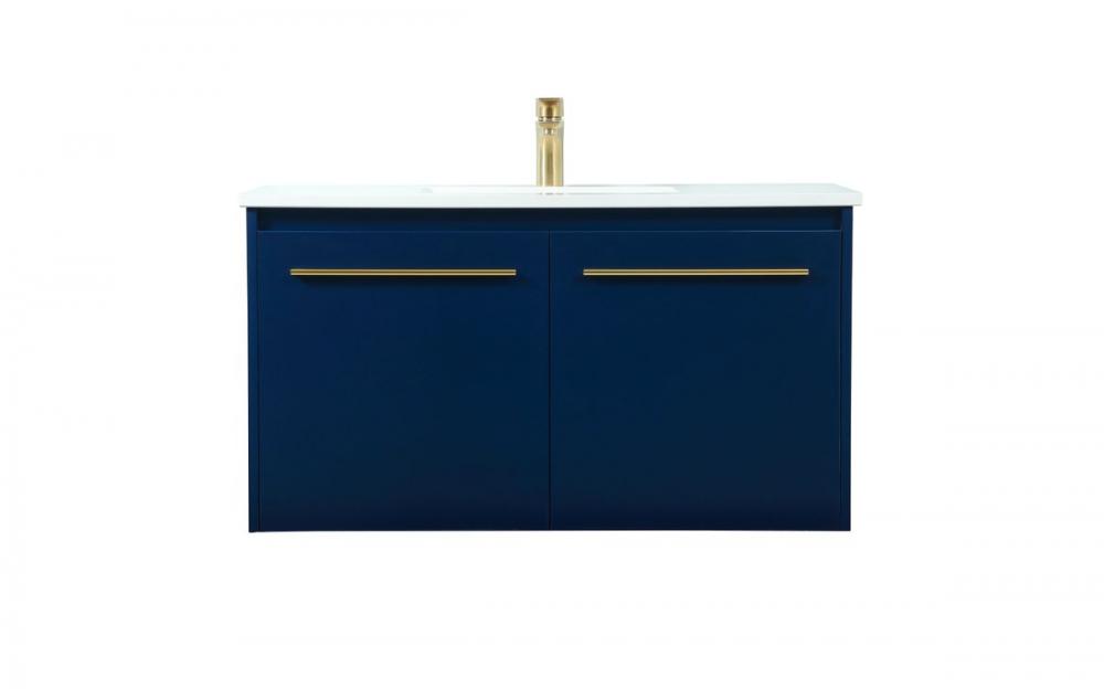 36 inch Single bathroom vanity in blue