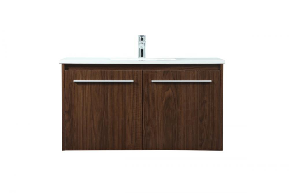 36 inch Single bathroom vanity in walnut