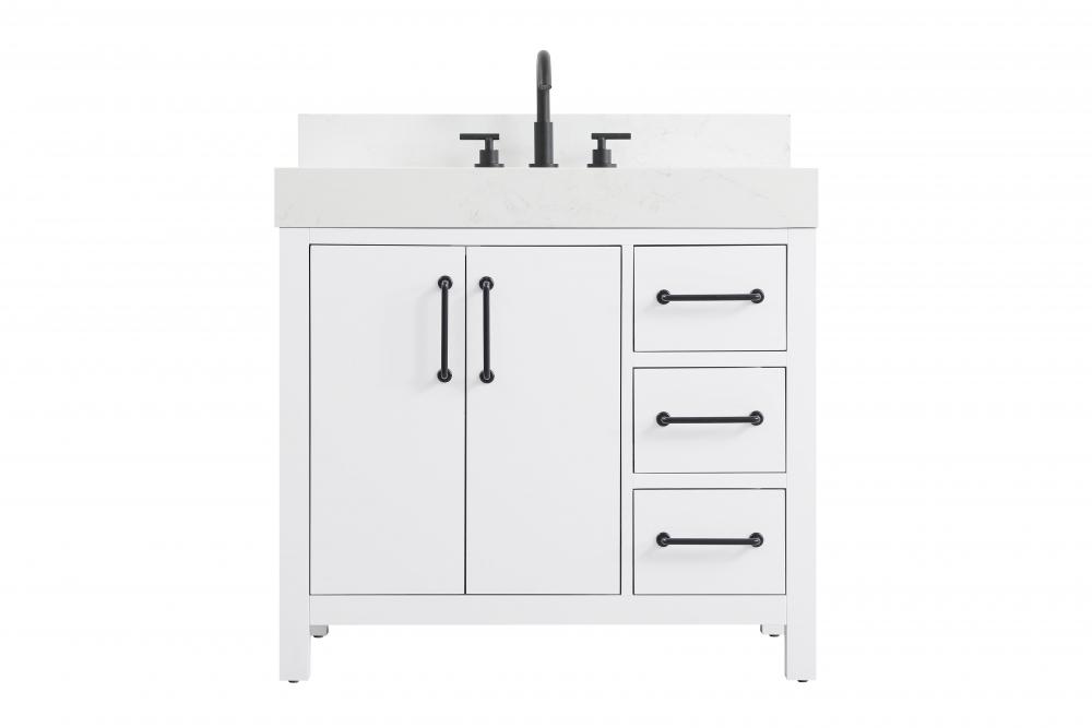 Vanity Cabinet 2DR 3DW 36"W x 22"D x 34"H Whitew/BS