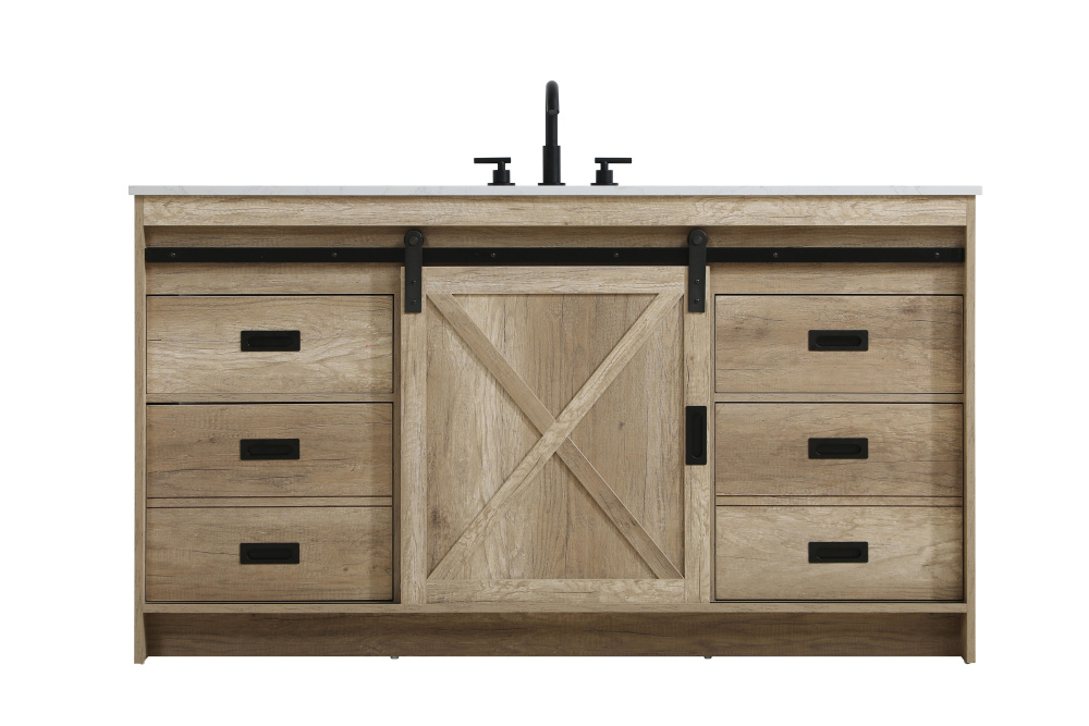 Vanity Cabinet 1Dr 4Dw 60''x34''x22'' Natural Oak