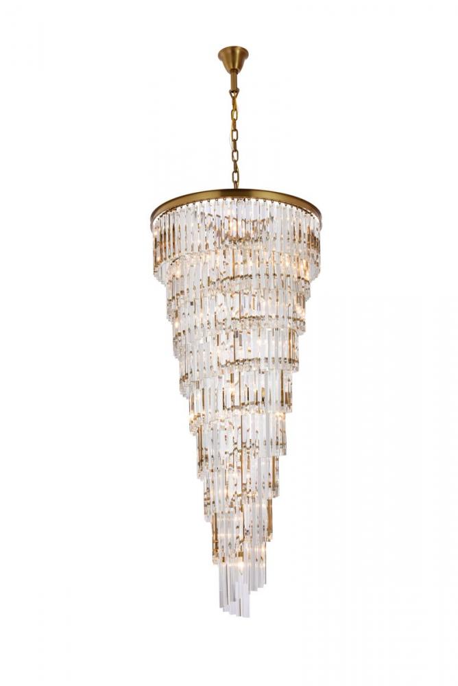 Sydney 30 inch spiral crystal chandelier in satin gold
