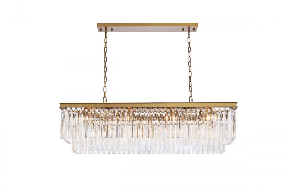 Sydney 50 inch rectangle crystal chandelier in satin gold