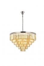 Elegant 1231D44PN-GT/RC - Sydney 33 light polished nickel Chandelier Golden Teak (Smoky) Royal Cut Crystal