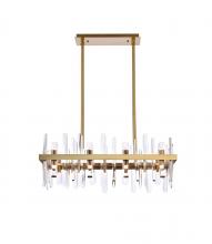 Elegant 2200G30SG - Serena 30 inch crystal rectangle chandelier in satin gold