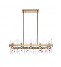Elegant 2200G36SG - Serena 36 inch crystal rectangle chandelier in satin gold