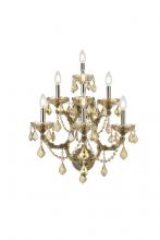 Elegant 2800W7GT-GT/RC - Maria Theresa 7 light Golden Teak Wall Sconce Golden Teak (Smoky) Royal Cut Crystal