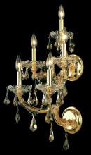 Elegant 2801W5G-GT/RC - Maria Theresa 5 Light Gold Wall Sconce Golden Teak (Smoky) Royal Cut Crystal