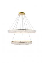 Elegant 3503D42G - Monroe Integrated LED light Gold Chandelier Clear Royal Cut Crystal