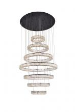 Elegant 3503G7LBK - Monroe 40 inch LED seven ring chandelier in black