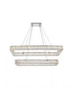 Elegant 3504G42L2C - Monroe 42 inch LED double rectangle pendant in chrome