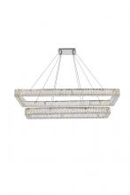 Elegant 3504G50L2C - Monroe 50 inch LED double rectangle pendant in chrome
