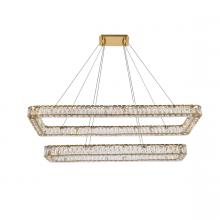 Elegant 3504G50L2G - Monroe 50 inch LED double rectangle pendant in gold