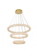 Elegant 3800G3LSG - Bowen Hang D31.5+D23.5"+D16" LED 96W DIM 3CCT  Satin Gold