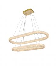 Elegant 3800G42L2SG - Bowen Hang L41.5"+L33.5" W18" H12" LED 96W DIM 3CCT  Satin Gold