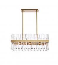 Elegant 6200G30SG - Serephina 30 inch crystal rectangle chandelier light in satin gold