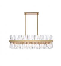 Elegant 6200G42SG - Serephina 42 inch crystal rectangle chandelier light in satin gold