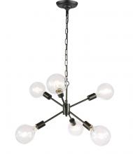 Elegant LD5033D16BK - Nolan  6 light Black pendant