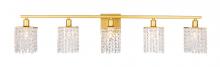 Elegant LD7014BR - Phineas 5 light Brass and Clear Crystals wall sconce