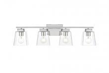 Elegant LD7312W32CH - Merrick 4 light Chrome and Clear Bath Sconce