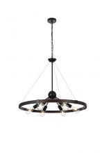 Elegant LD746D32BWD - Thora Pendant D31.5"H26.5" L6 Black+Wood