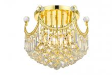 Elegant V8949F16G/RC - Corona 6 light Gold Flush Mount Clear Royal Cut Crystal
