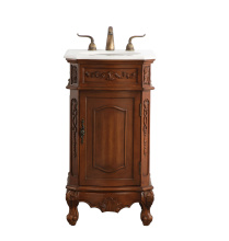 Elegant VF10119TK-VW - 19 inch Single Bathroom vanity in teak with ivory white engineered marble