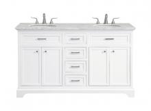 Elegant VF15060DWH - 60 In. Double Bathroom Vanity Set In White