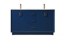 Elegant VF19660DBL - Hayes Vanity Cabinet 3Dw 4Dr 60"W x 22"D x 35"H blue