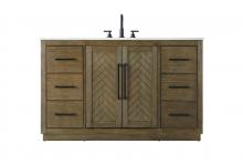 Elegant VF29054HO - Vanity Cabinet 2Dr 6Dw W54"xD21.5"xH34" Hazel Oak