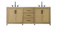 Elegant VF29584DLO - Vanity Cabinet 4Dr 3Dw 84x21.5x35 Linen Oak