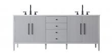 Elegant VF29684DGR - Vanity Cabinet 4Dr 3Dw 84x21.5x35 Grey