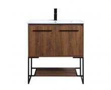 Elegant VF42030WB - 30 inch  Single Bathroom Vanity in Walnut Brown