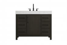 Elegant VF60642MMB - Vanity Cabinet 1DR 6DW 42"W x 22"D x 34"H Mocha Brown